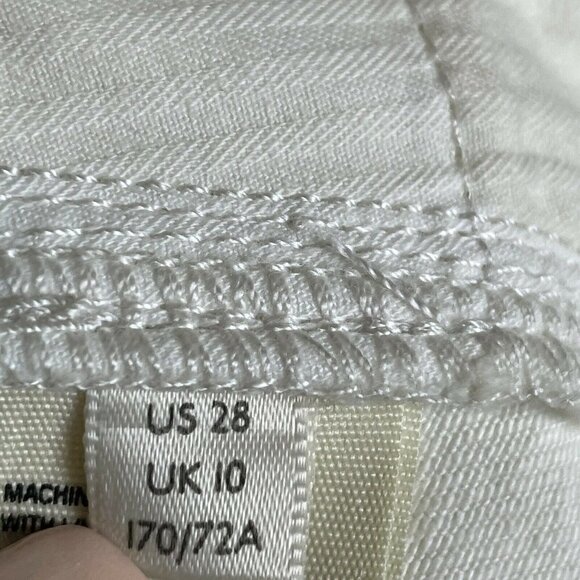 We the Free Size 28 Ivory Denim Skirt Free People Distress Raw Hem Button-Fly - Picture 6 of 6